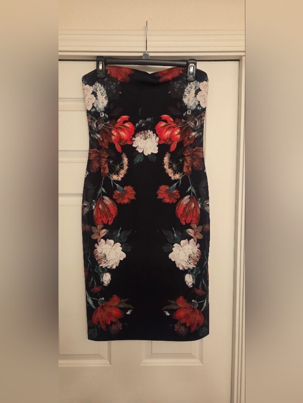 Express Strapless Black Floral Tube Dress